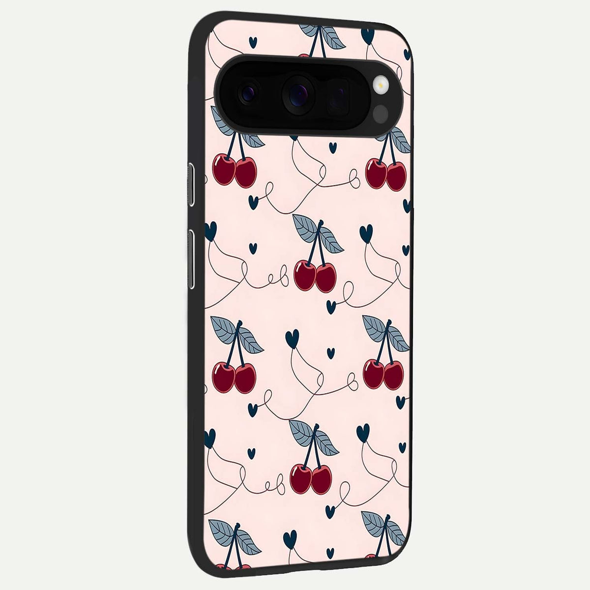  Cherry Heart Line back cover For Google Pixel 10 Pro XL slim fit glass case with vibrant aesthetic design