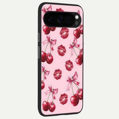  Cherry With Lips back cover For Google Pixel 10 Pro XL slim fit glass case with vibrant aesthetic design