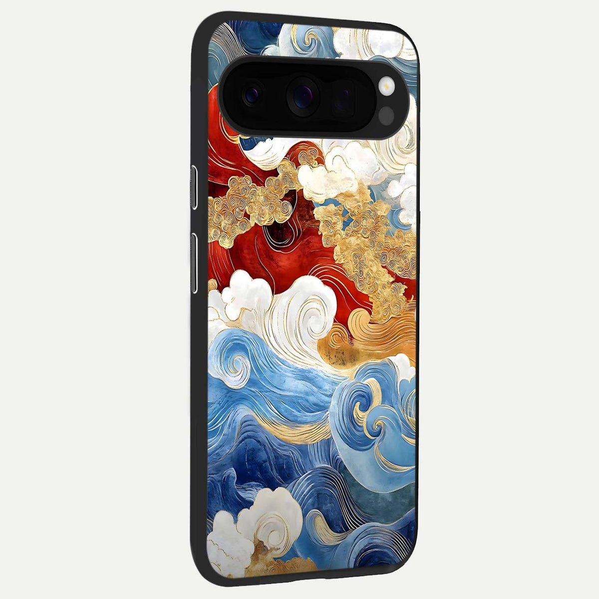  Colored Waves back cover For Google Pixel 10 Pro XL slim fit glass case with vibrant aesthetic design