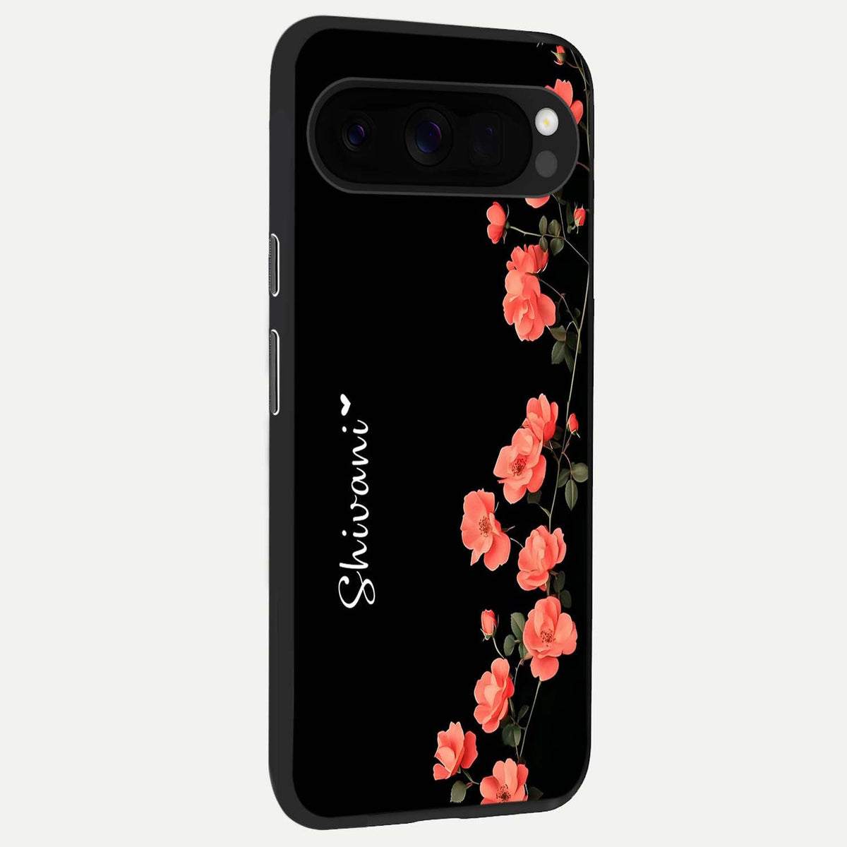  Crimson Bloom Grace Custom Name back cover For Google Pixel 10 Pro XL slim fit glass case with vibrant aesthetic design