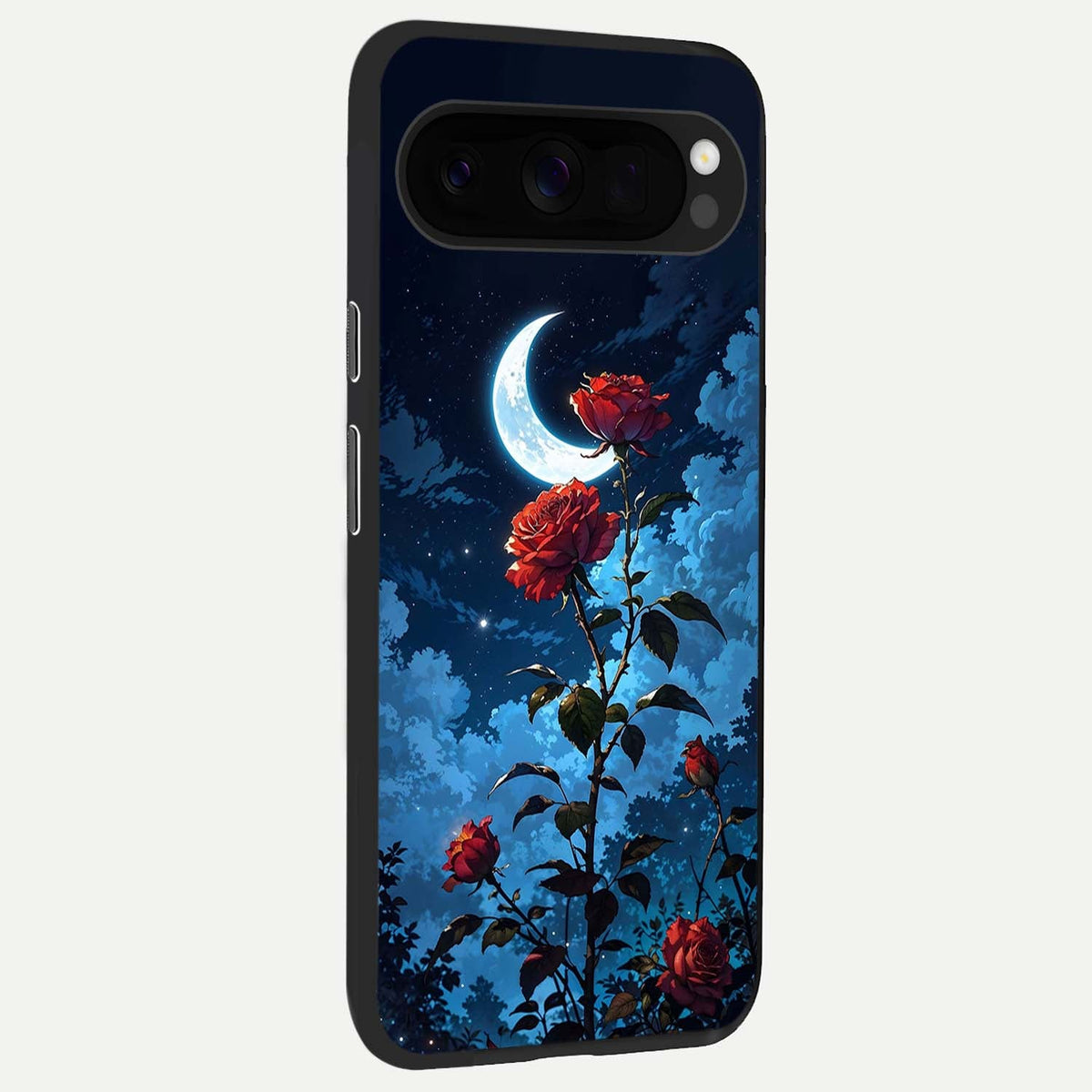  Crimson Rose Moon back cover For Google Pixel 10 Pro XL slim fit glass case with vibrant aesthetic design