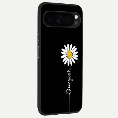  Custom Name White Flower back cover For Google Pixel 10 Pro XL slim fit glass case with vibrant aesthetic design