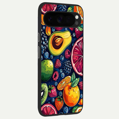  Cute Fruits Art back cover For Google Pixel 10 Pro XL slim fit glass case with vibrant aesthetic design