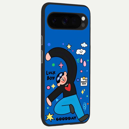  Happy Luck Vibe back cover For Google Pixel 10 Pro XL slim fit glass case with vibrant aesthetic design