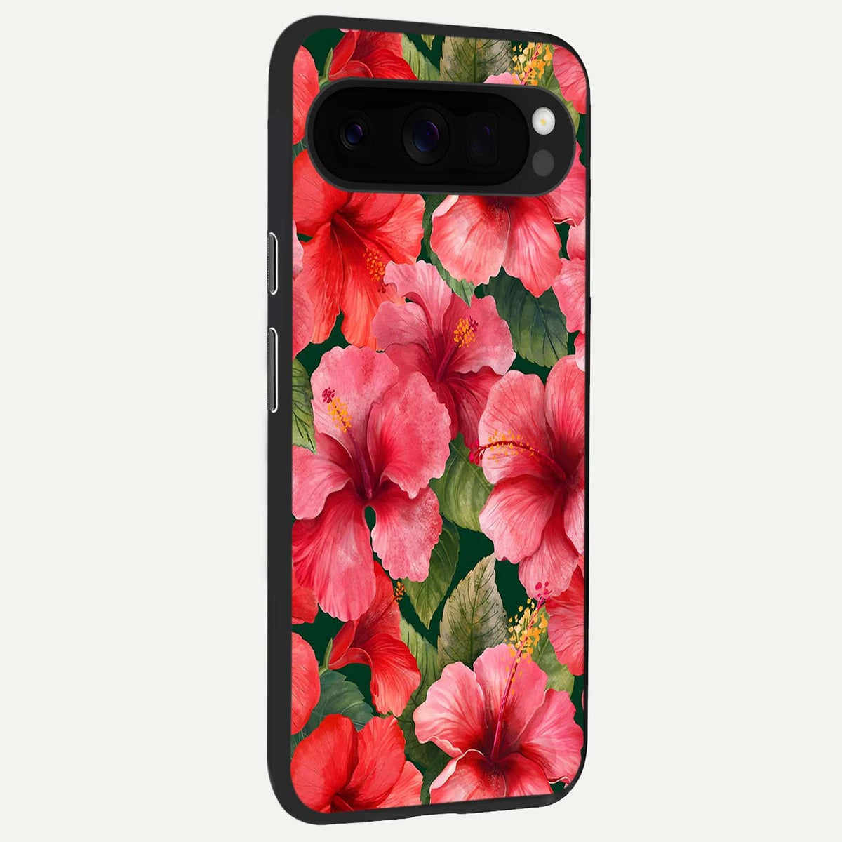  Hibiscus Pattern back cover For Google Pixel 10 Pro XL slim fit glass case with vibrant aesthetic design