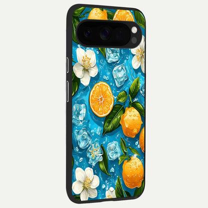  Ice Cube With Orange back cover For Google Pixel 10 Pro XL slim fit glass case with vibrant aesthetic design