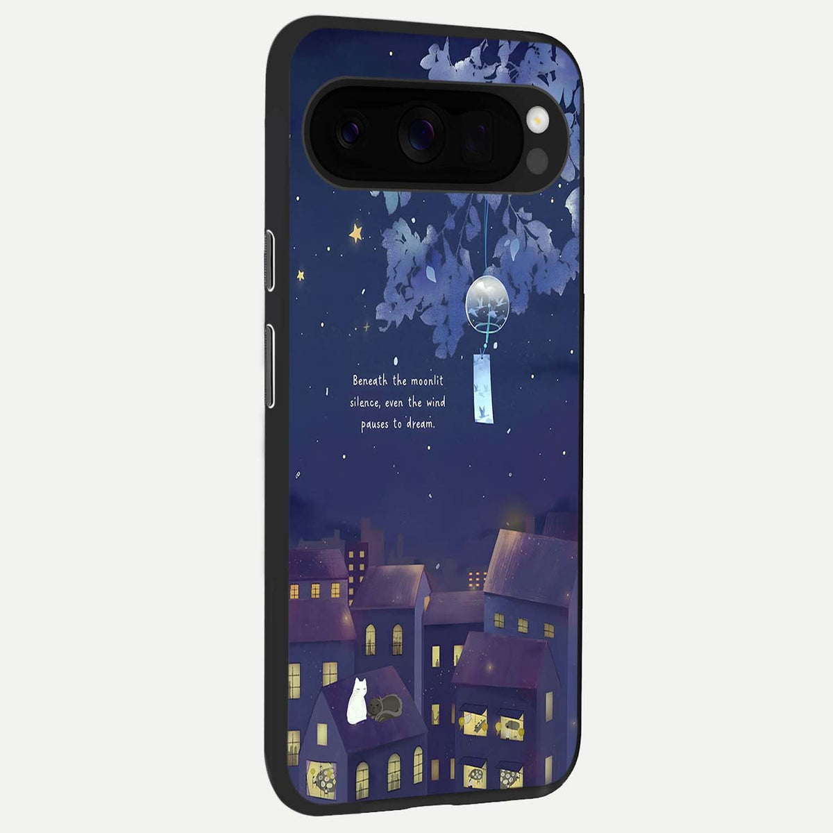  Moonlit Cat Silence back cover For Google Pixel 10 Pro XL slim fit glass case with vibrant aesthetic design