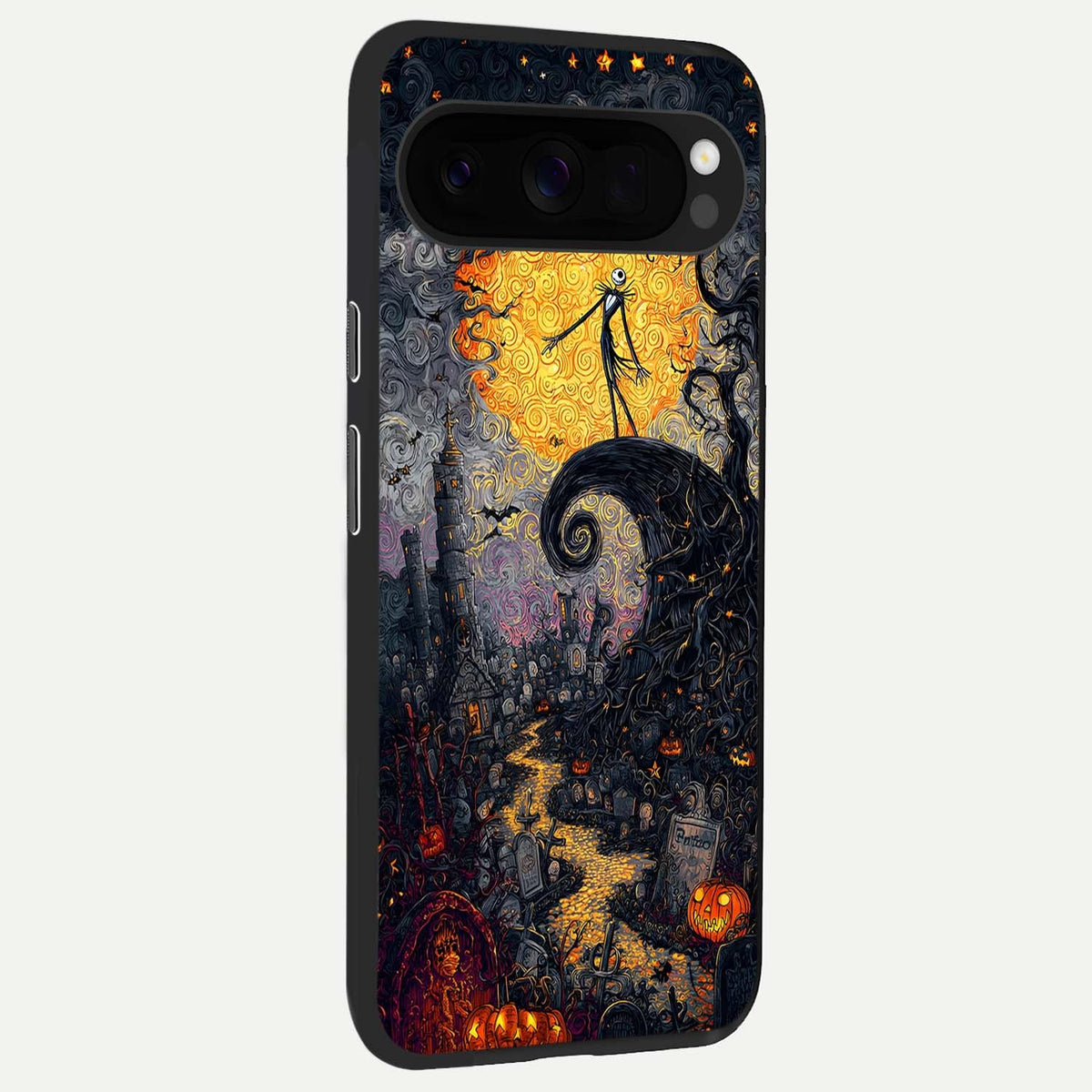  Pumpkin Moon Night back cover For Google Pixel 10 Pro XL slim fit glass case with vibrant aesthetic design