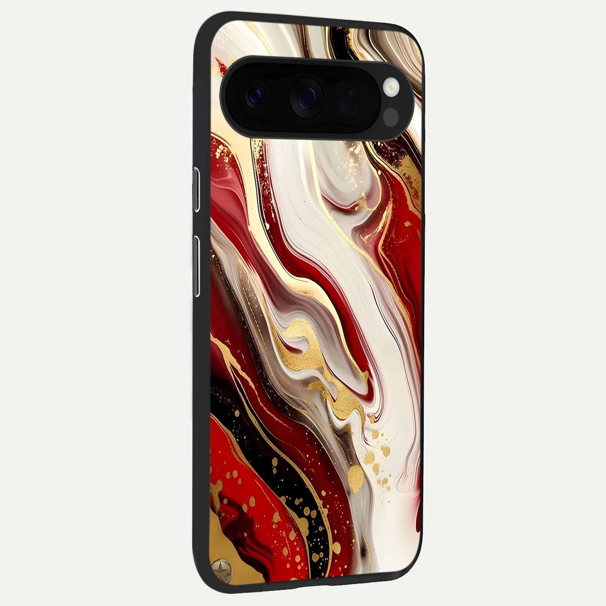  Red And White Marble back cover For Google Pixel 10 Pro XL slim fit glass case with vibrant aesthetic design