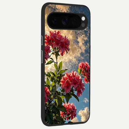  Red Bloom Skies back cover For Google Pixel 10 Pro XL slim fit glass case with vibrant aesthetic design