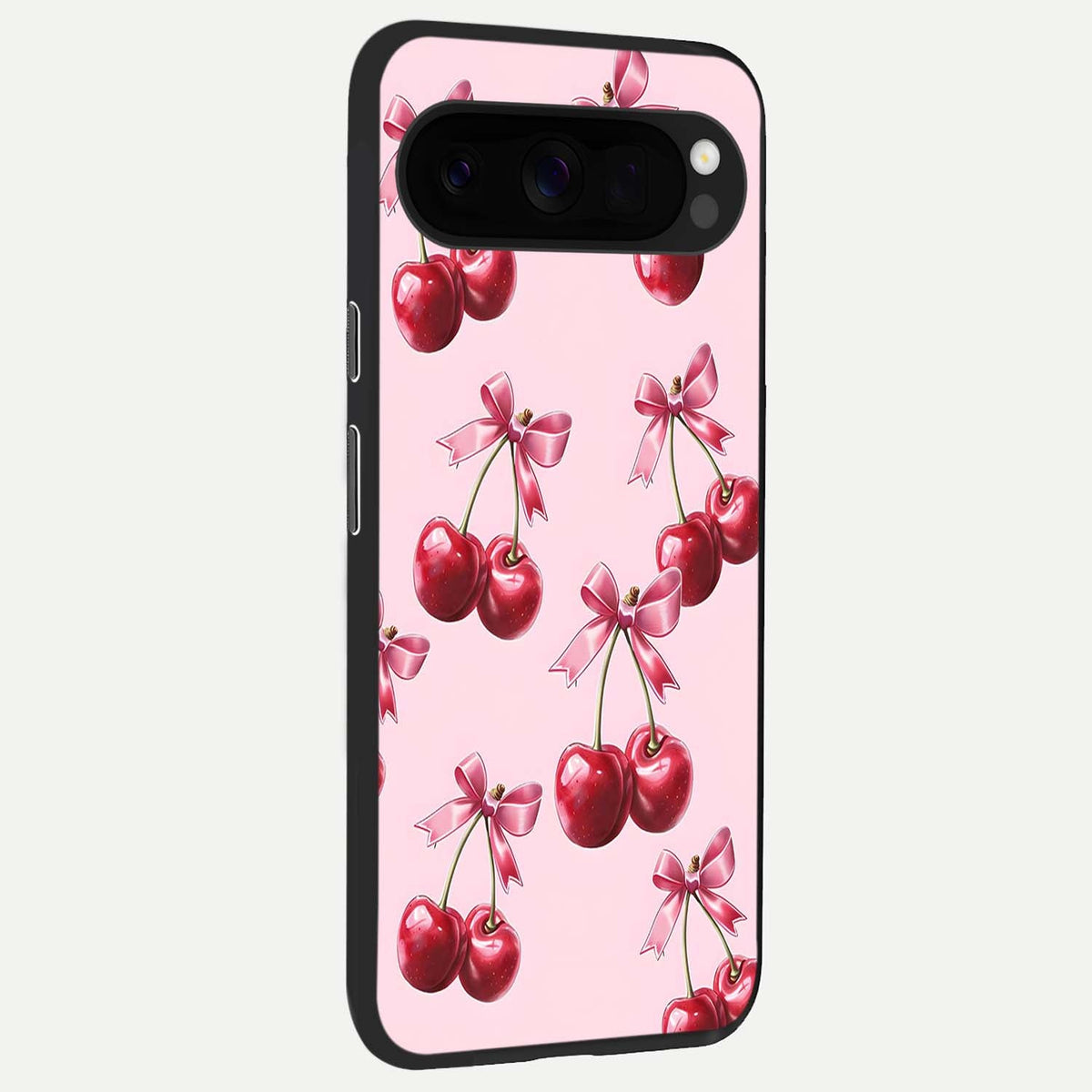  Red Cherries Pattern back cover For Google Pixel 10 Pro XL slim fit glass case with vibrant aesthetic design