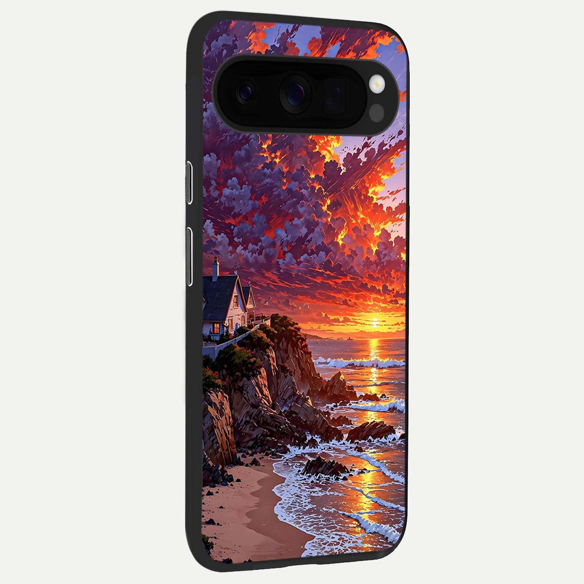  Sunset House By Sea back cover For Google Pixel 10 Pro XL slim fit glass case with vibrant aesthetic design