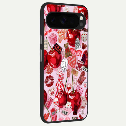  Sweet Cherry Chaos back cover For Google Pixel 10 Pro XL slim fit glass case with vibrant aesthetic design