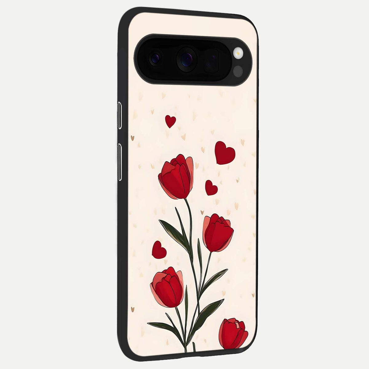  Tulip With Heart back cover For Google Pixel 10 Pro XL slim fit glass case with vibrant aesthetic design