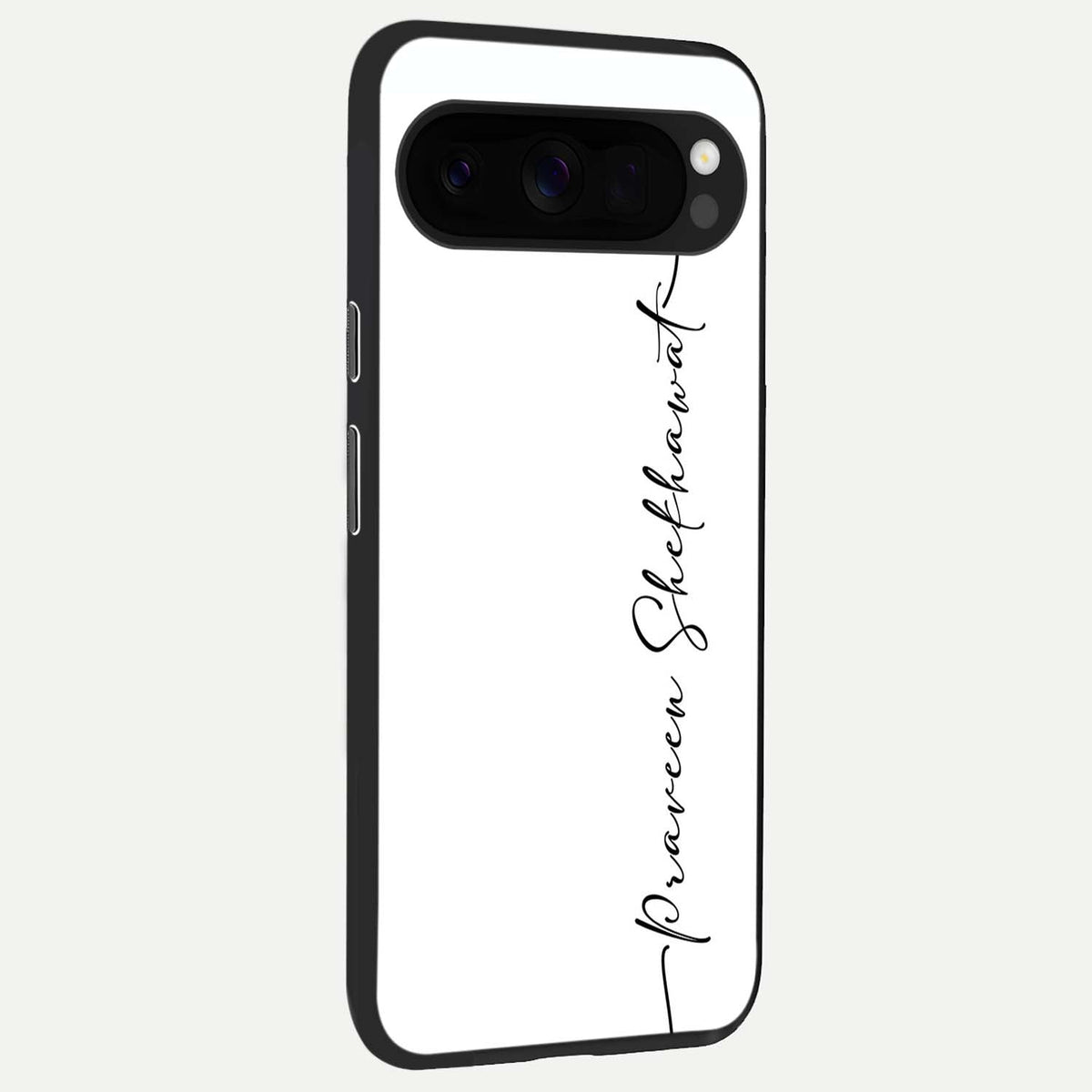  White Tune Custom Name back cover For Google Pixel 10 Pro XL slim fit personalized glass case with aesthetic design