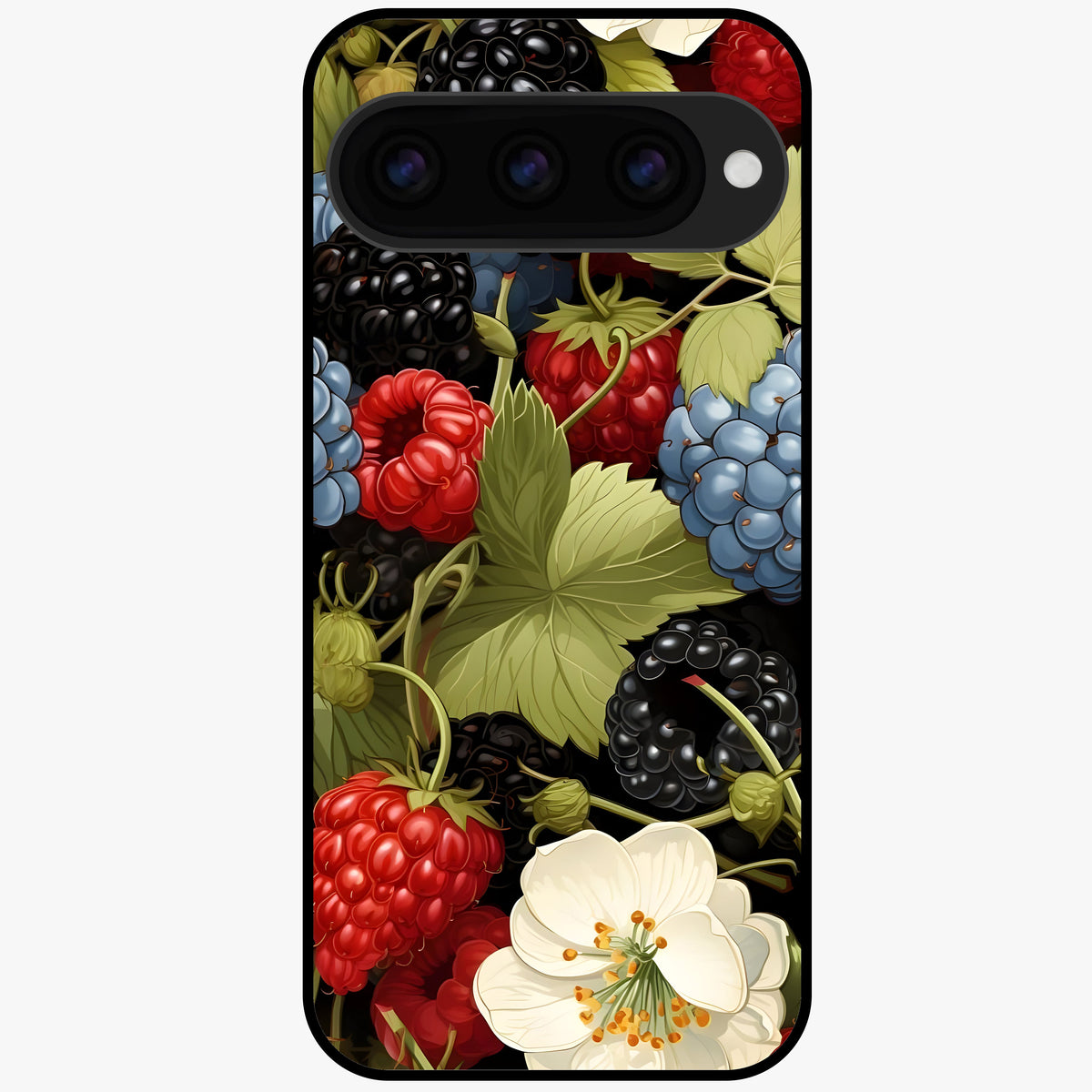  Berry Bloom Charm Glass Case For Google Pixel 11 back cover – full design glossy printed glass finish
