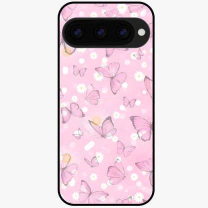  Blush Butterfly Garden Glass Case For Google Pixel 11 back cover – full design glossy printed glass finish