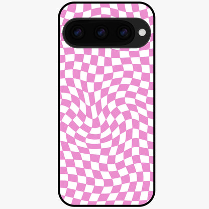  Bubblegum Check Wave Glass Case For Google Pixel 11 back cover – full design glossy printed glass finish