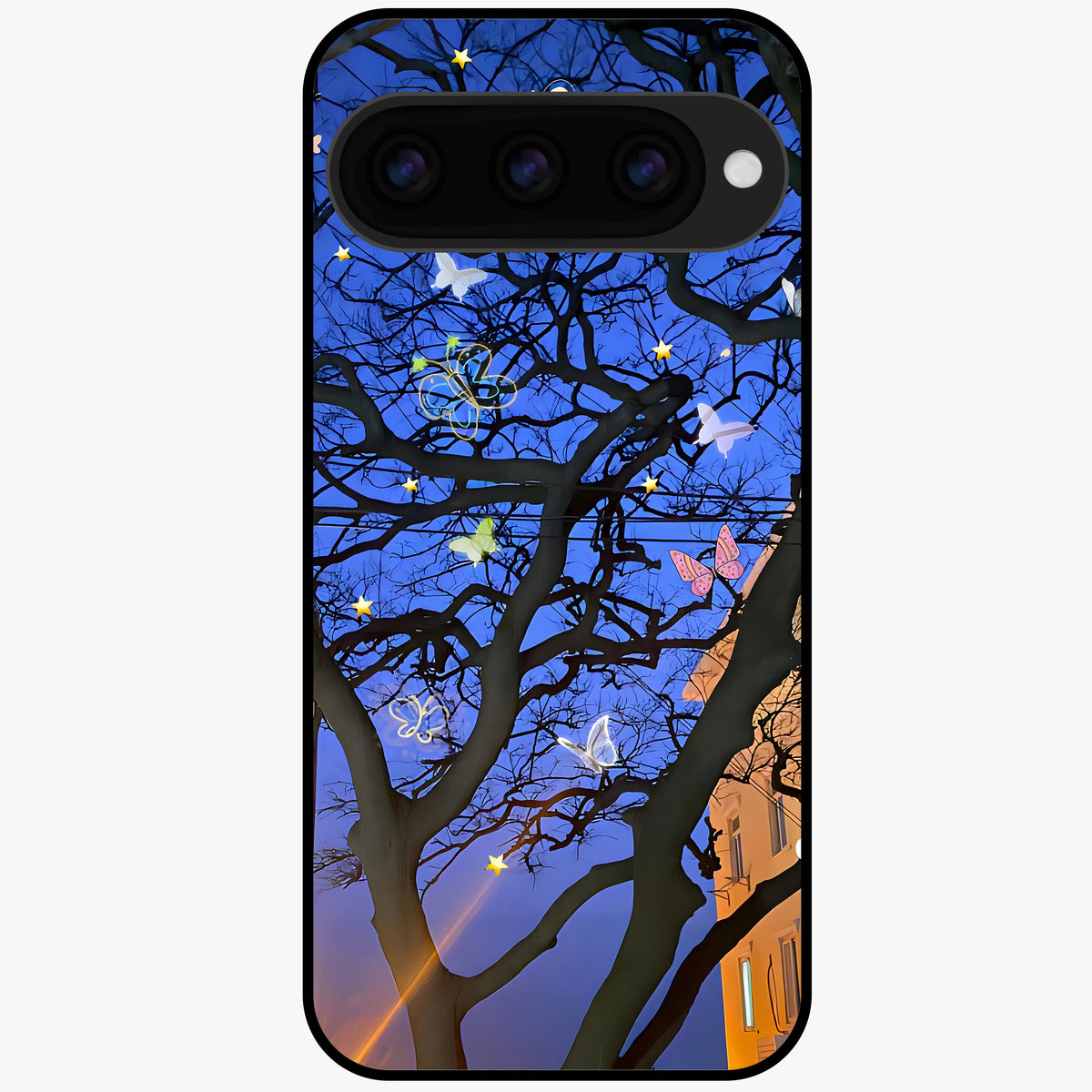  Butterfly Night Magic Glass Case For Google Pixel 11 back cover – full design glossy printed glass finish