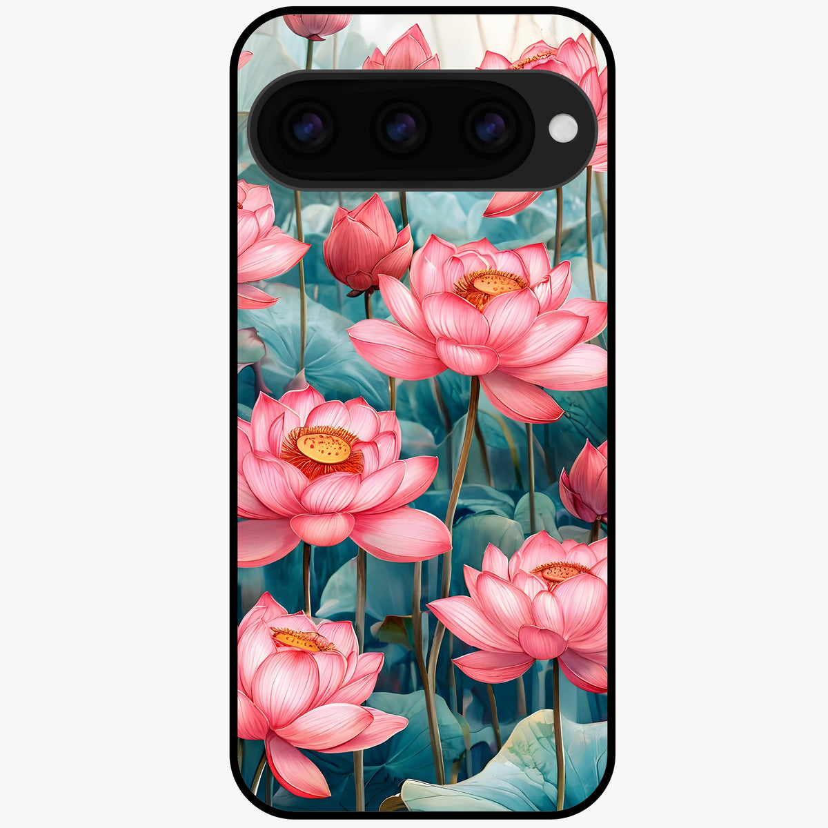  Celestial Pink Lotus Glass Case For Google Pixel 11 back cover – full design glossy printed glass finish