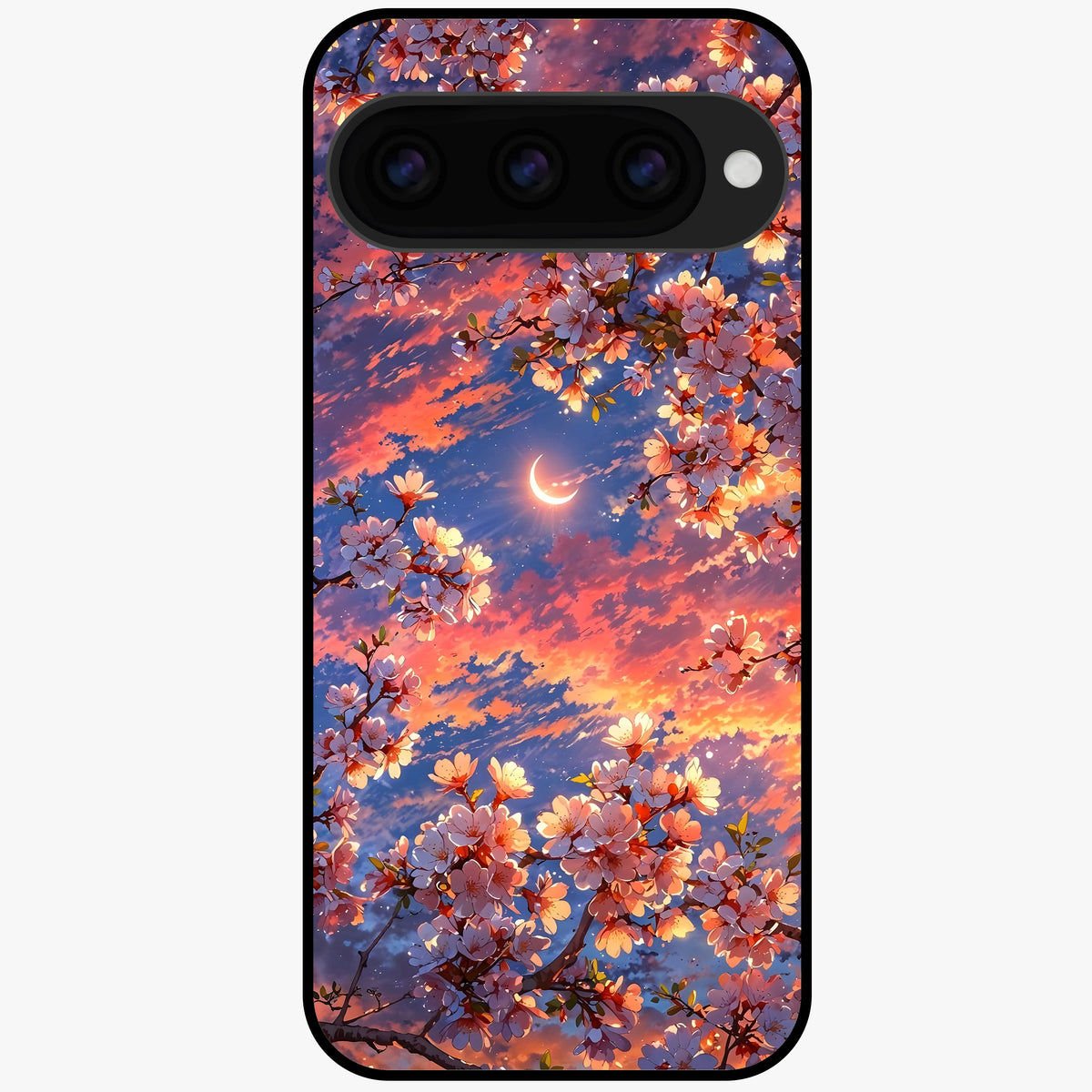  Celestial Sakura Sunset Glass Case For Google Pixel 11 back cover – full design glossy printed glass finish