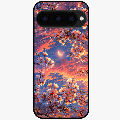  Celestial Sakura Sunset Glass Case For Google Pixel 11 back cover – full design glossy printed glass finish