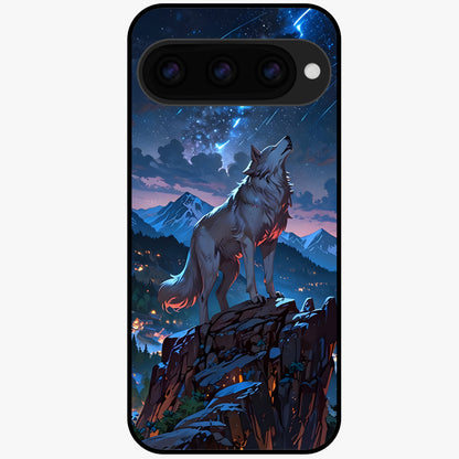  Celestial Wolf Howl Glass Case For Google Pixel 11 back cover – full design glossy printed glass finish