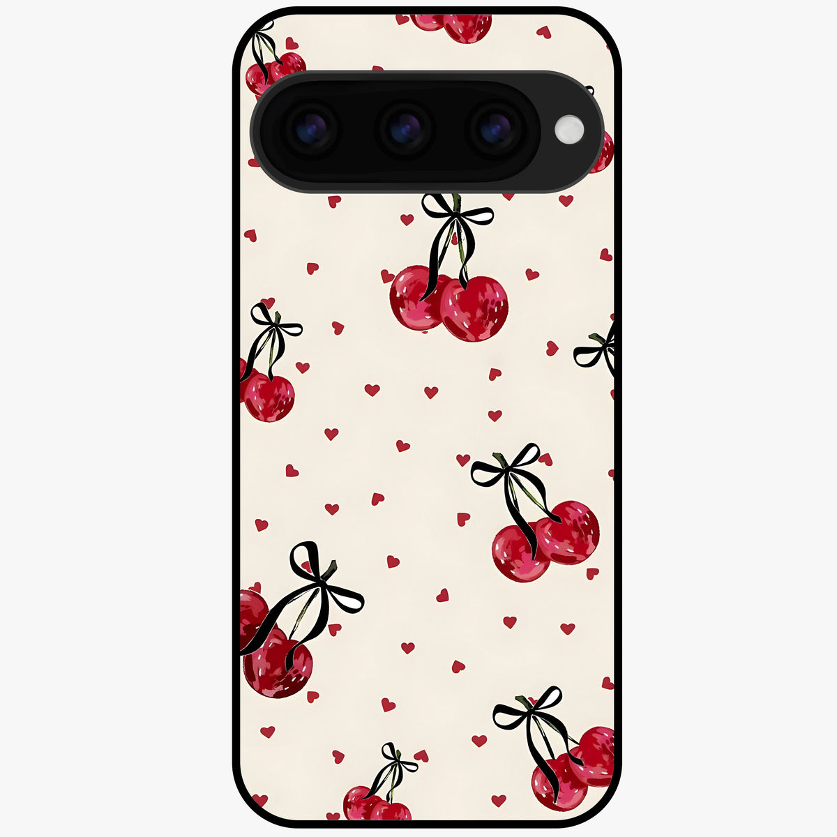  Cherry Heart Bow Glass Case For Google Pixel 11 back cover – full design glossy printed glass finish