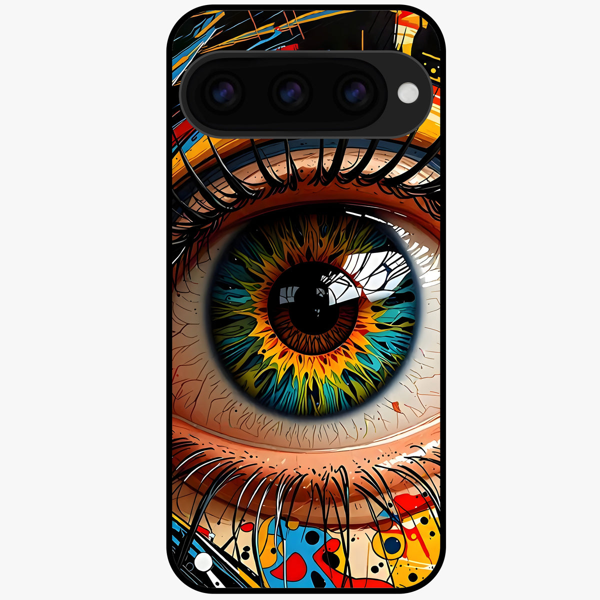  Colorful Eye Glass Case For Google Pixel 11 back cover – full design glossy printed glass finish