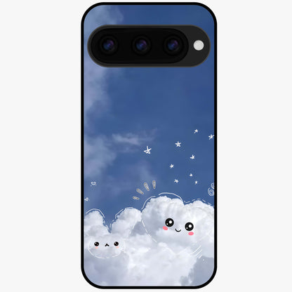  Cute Blossom Cloud Glass Case For Google Pixel 11 back cover – full design glossy printed glass finish