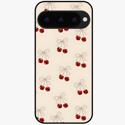  Cute Cherry Pattern Glass Case For Google Pixel 11 back cover – full design glossy printed glass finish