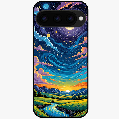  Dreamy Night Landscape Glass Case For Google Pixel 11 back cover – full design glossy printed glass finish