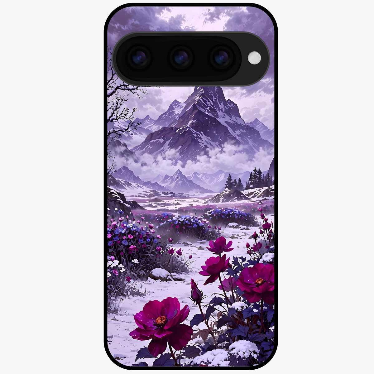  Flower Mountain View Glass Case For Google Pixel 11 back cover – full design glossy printed glass finish