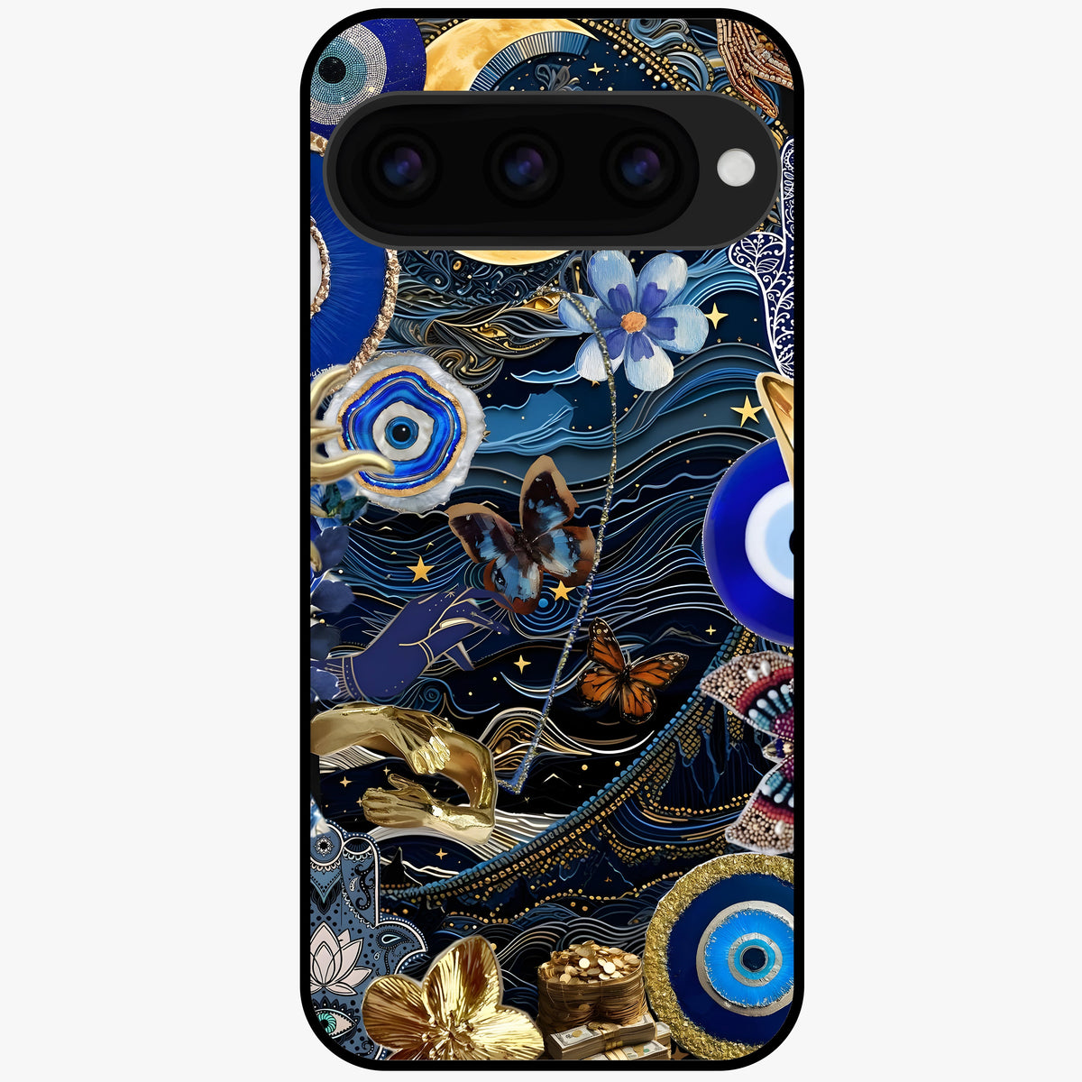  Golden Moon Magic Glass Case For Google Pixel 11 back cover – full design glossy printed glass finish