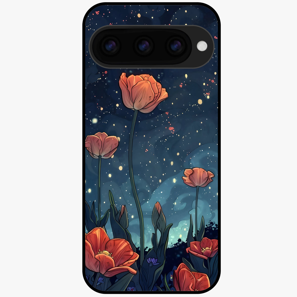  Midnight Tulip Glow Glass Case For Google Pixel 11 back cover – full design glossy printed glass finish