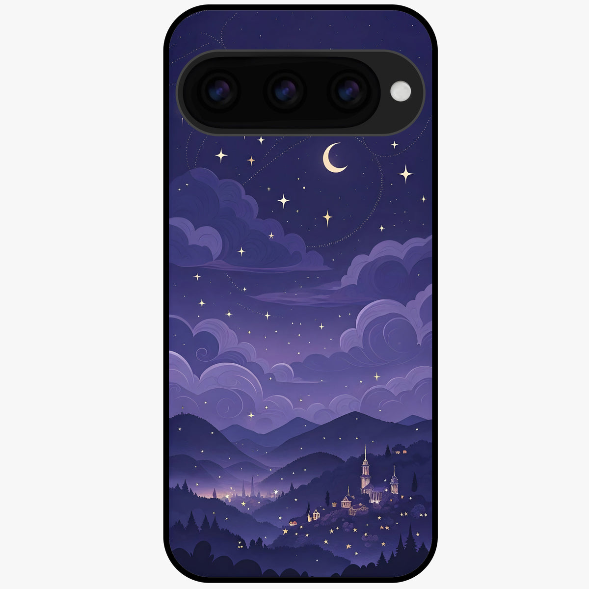  Minimal Night View Glass Case For Google Pixel 11 back cover – full design glossy printed glass finish