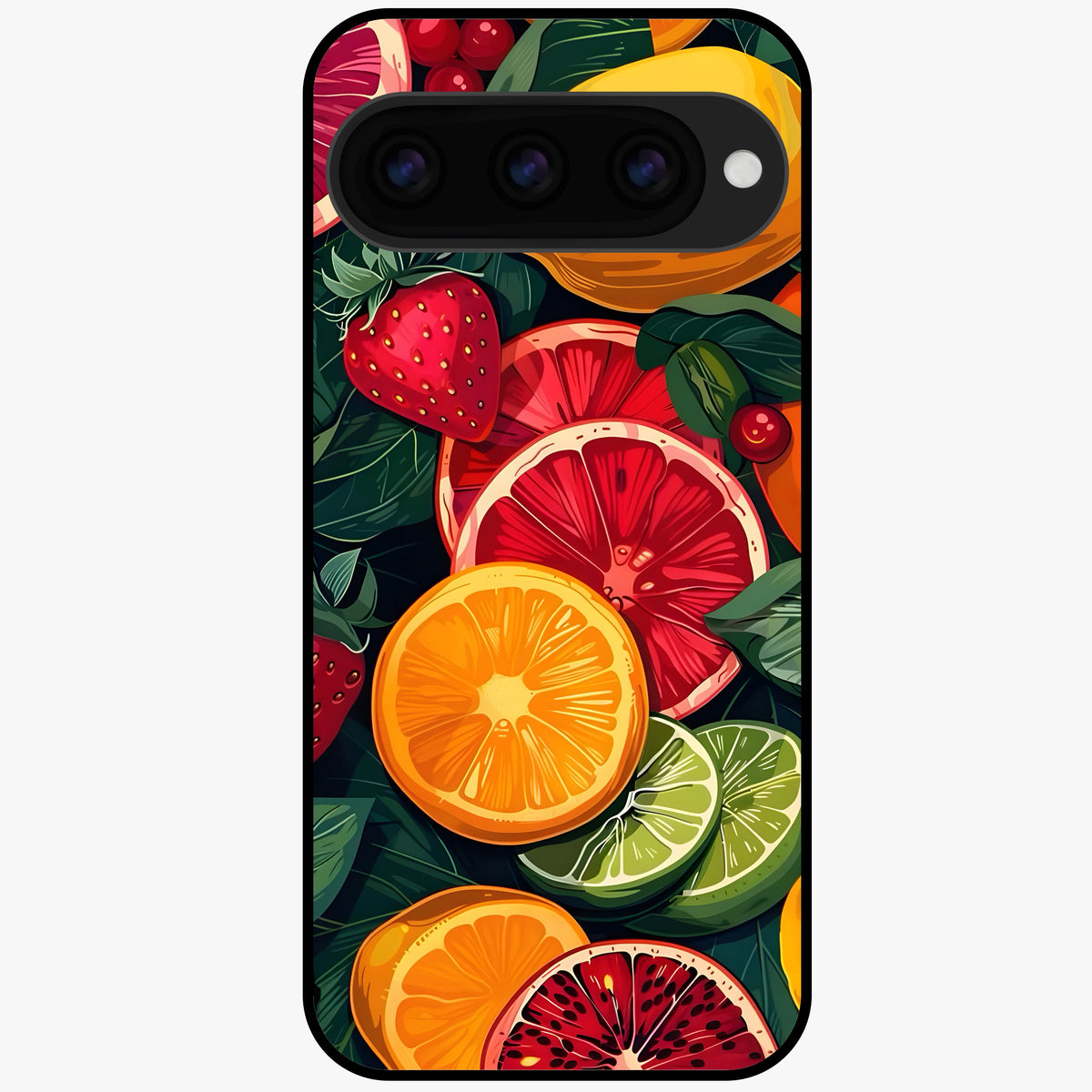  Multiple Fruits Glass Case For Google Pixel 11 back cover – full design glossy printed glass finish