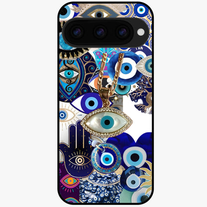  Mystic Charm Eye Glass Case For Google Pixel 11 back cover – full design glossy printed glass finish