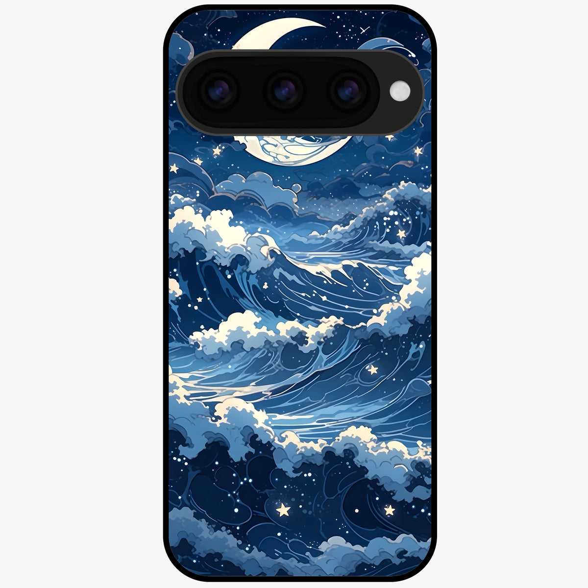  Ocean Moon Waves Glass Case For Google Pixel 11 back cover – full design glossy printed glass finish