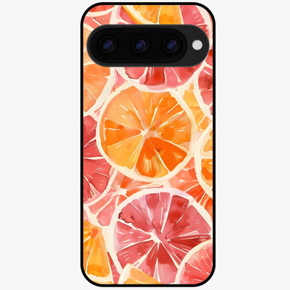  Orange Fruits Pattern Glass Case For Google Pixel 11 back cover – full design glossy printed glass finish