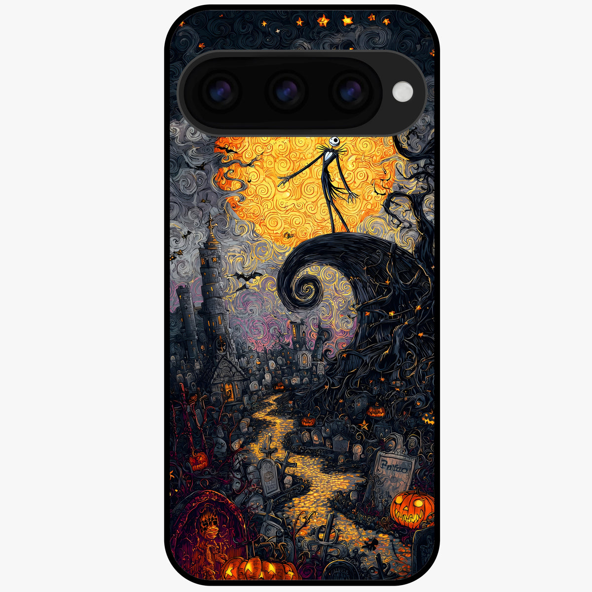  Pumpkin Moon Night Glass Case For Google Pixel 11 back cover – full design glossy printed glass finish