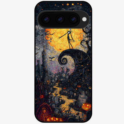  Pumpkin Moon Night Glass Case For Google Pixel 11 back cover – full design glossy printed glass finish