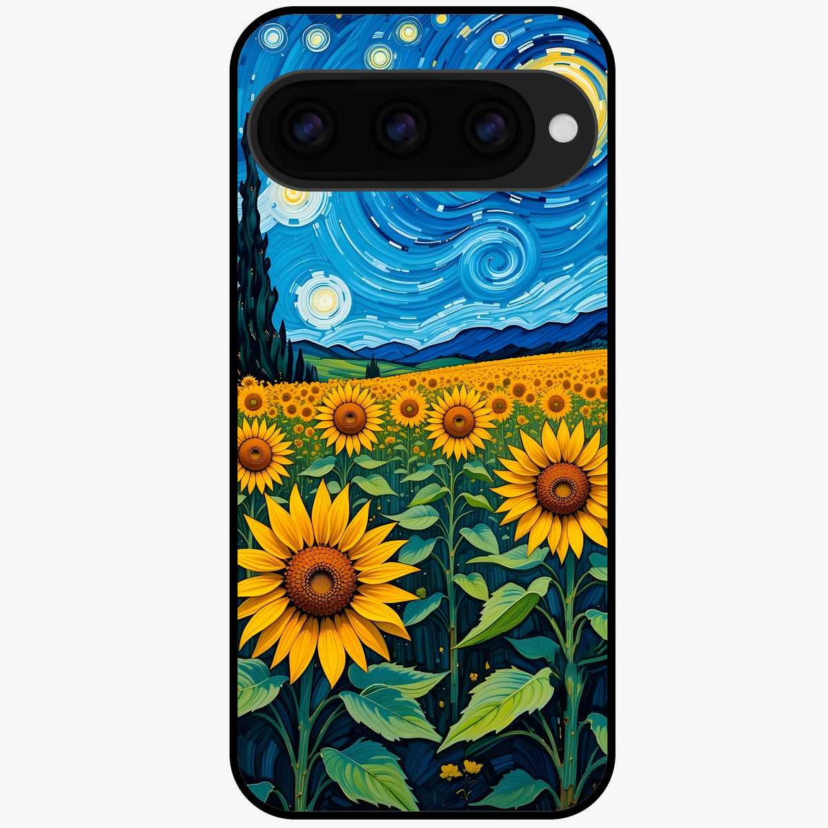  Starry Sunflower Dreams Glass Case For Google Pixel 11 back cover – full design glossy printed glass finish