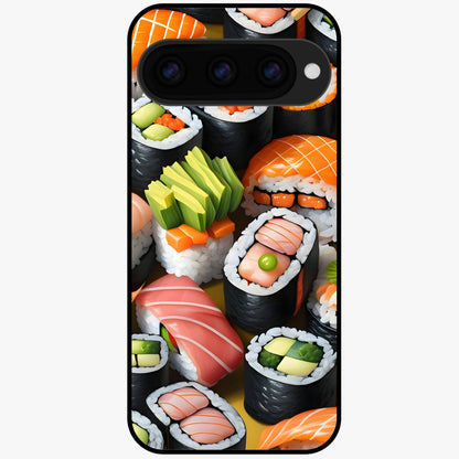  Sushi Food Pattern Glass Case For Google Pixel 11 back cover – full design glossy printed glass finish