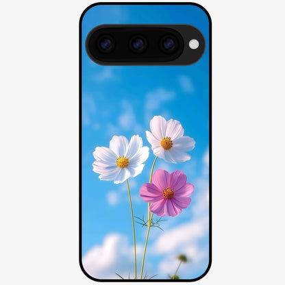  Tripple Flowers With Sky Glass Case For Google Pixel 11 back cover – full design glossy printed glass finish