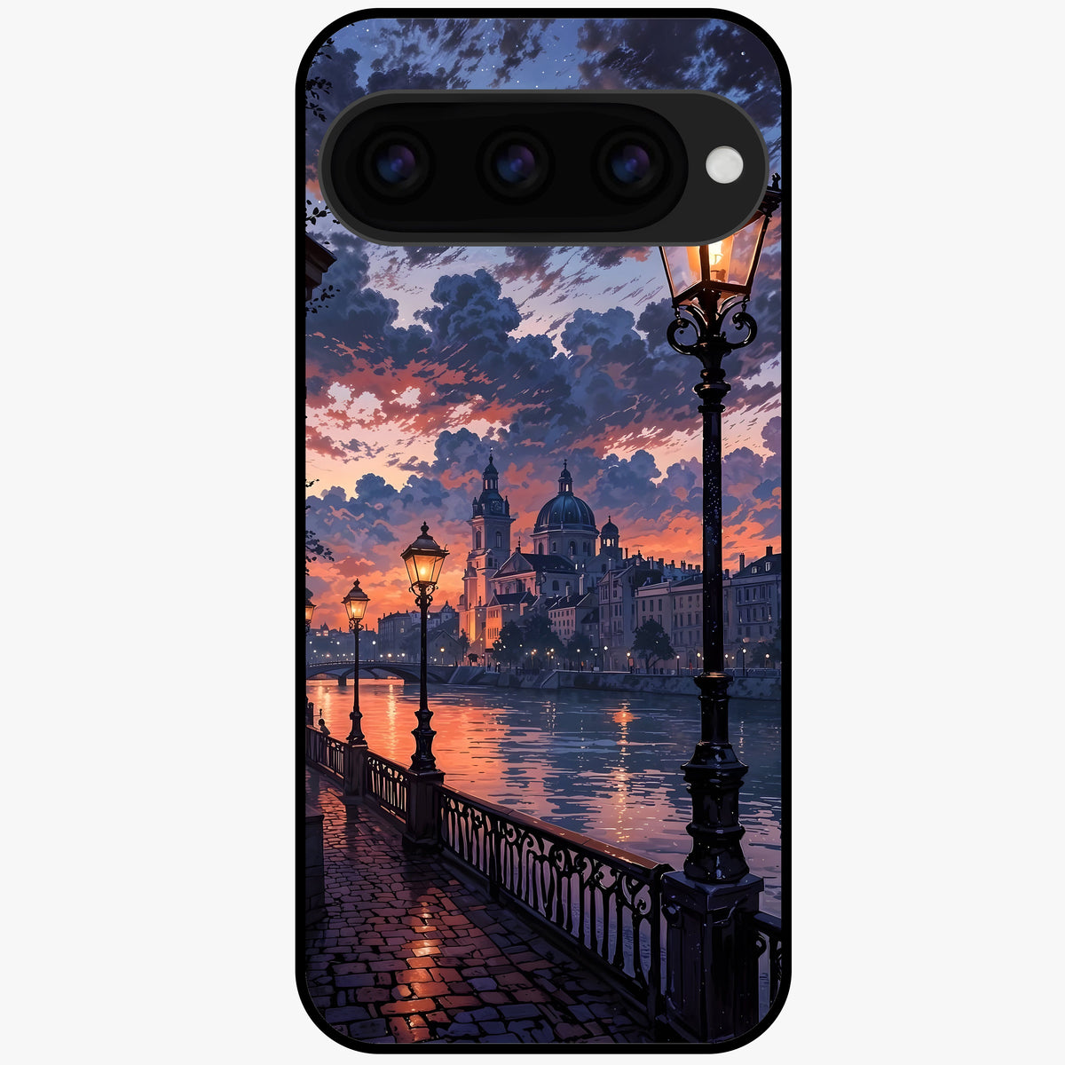  Twilight River Lights Glass Case For Google Pixel 11 back cover – full design glossy printed glass finish