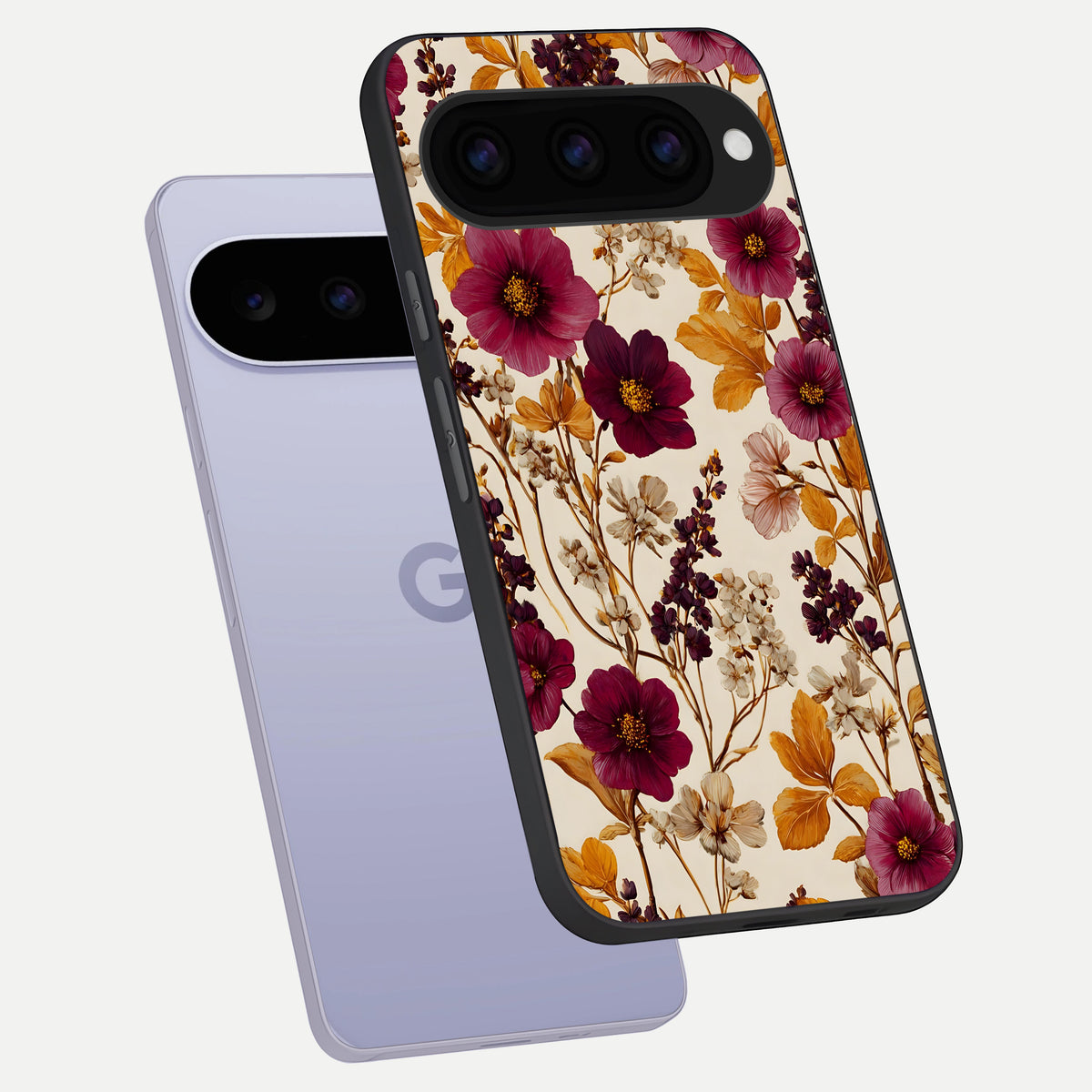  Autumn Wine Bloom phone case For Google Pixel 11 showing premium glass back cover with detailed artwork