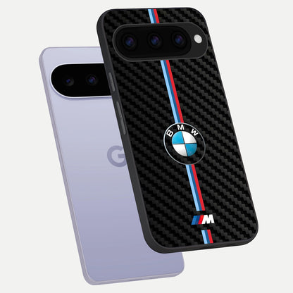  BMW Pattern phone case For Google Pixel 11 showing premium glass back cover with detailed artwork