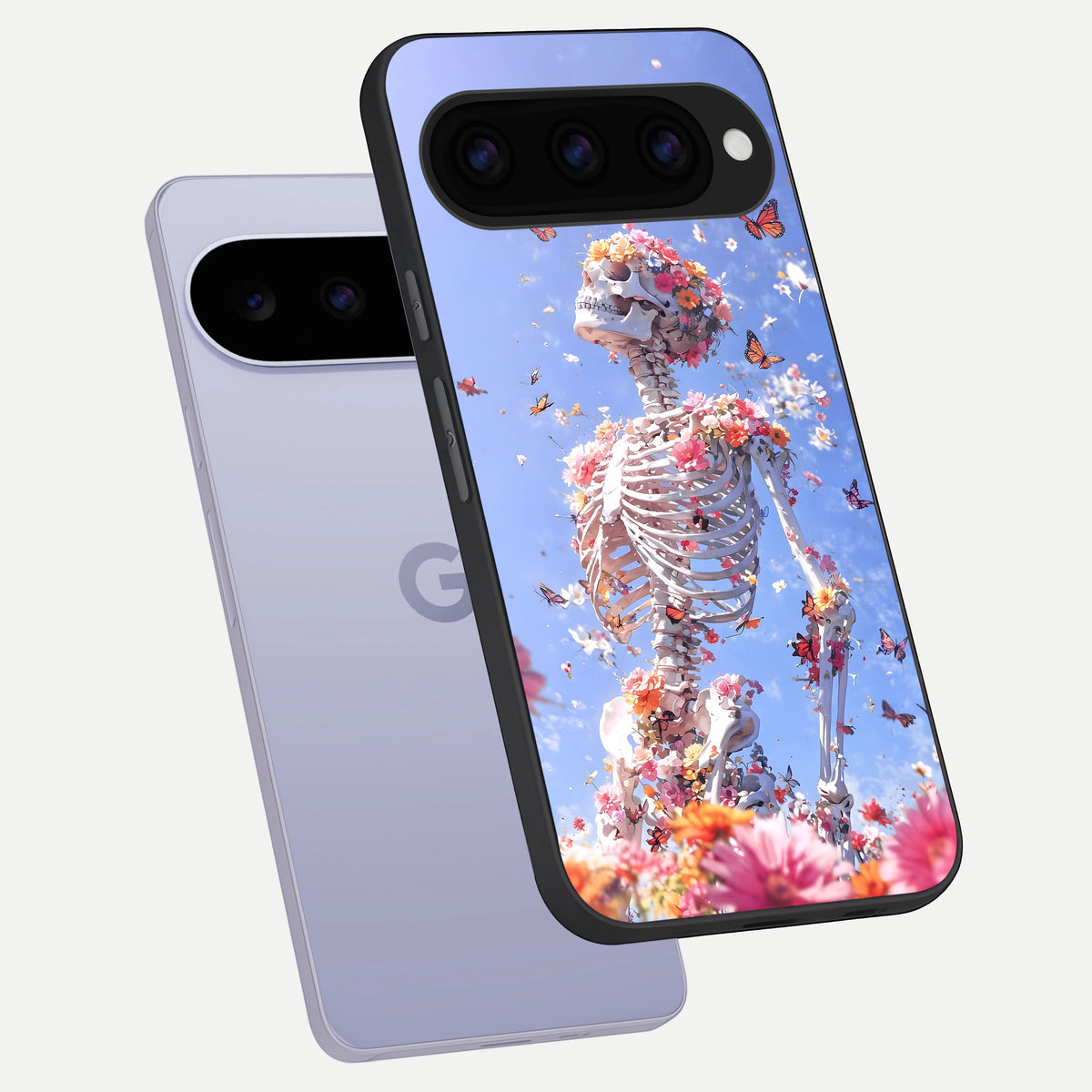  Bloom Beyond Bones phone case For Google Pixel 11 showing premium glass back cover with detailed artwork