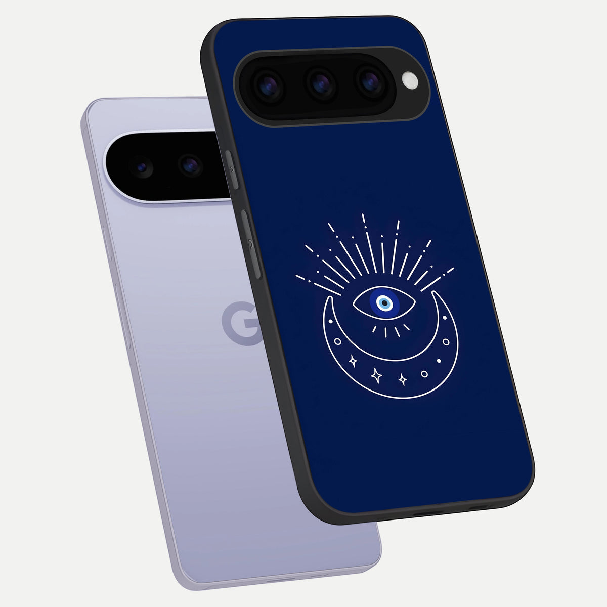  Blue Evil Eye phone case For Google Pixel 11 showing premium glass back cover with detailed artwork